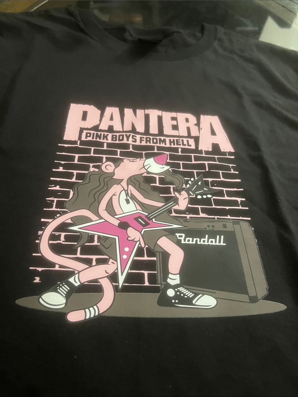 Urban Outfitters Black Tee with Pink 'Pantera' Graphic